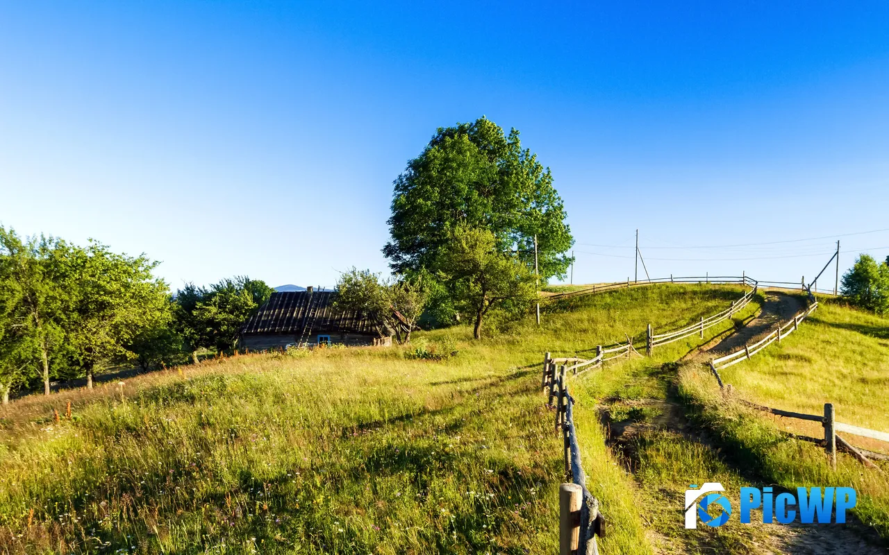 Blue Sky Village Carpathian <font color=red>Mountains</font> Ukraine 5K PC Wallpaper