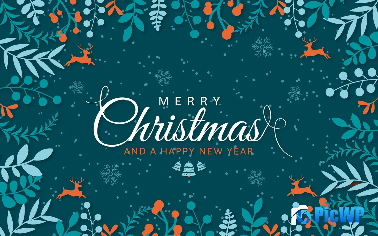 Merry Christmas 2025 <font color=red>Happy</font> New Year Plant Design 5K PC Wallpaper