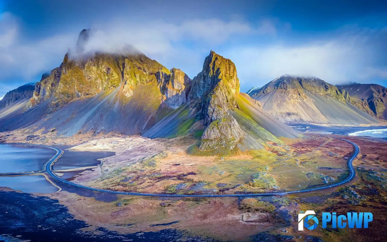 Ring Island Road Travel <font color=red>Mountains</font> Fog Iceland 5K PC Wallpaper