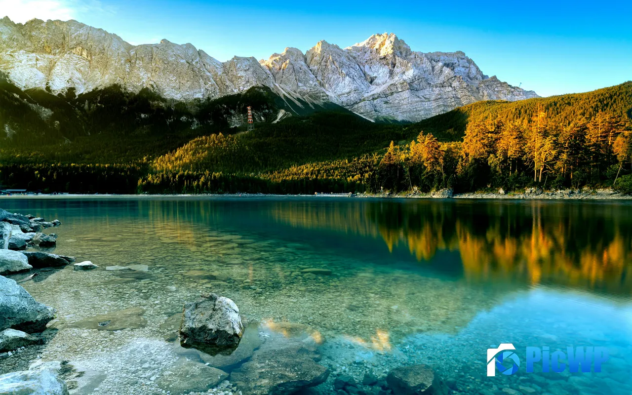 Forest Nature Scenery Lake <font color=red>Mountains</font> Sunset 5K PC Wallpaper
