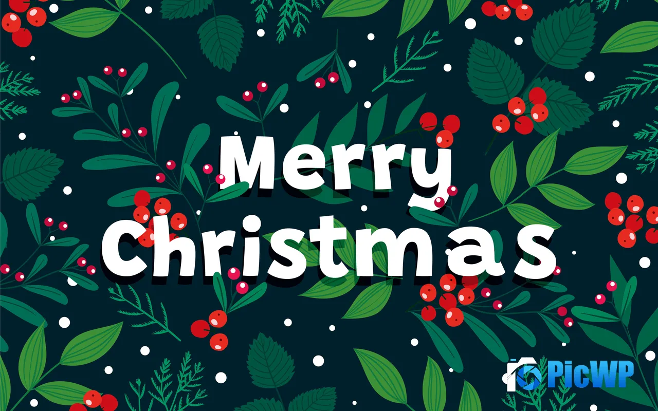 Merry Christmas <font color=red>2024</font> New Year Festival Plant Design 5K PC Wallpaper