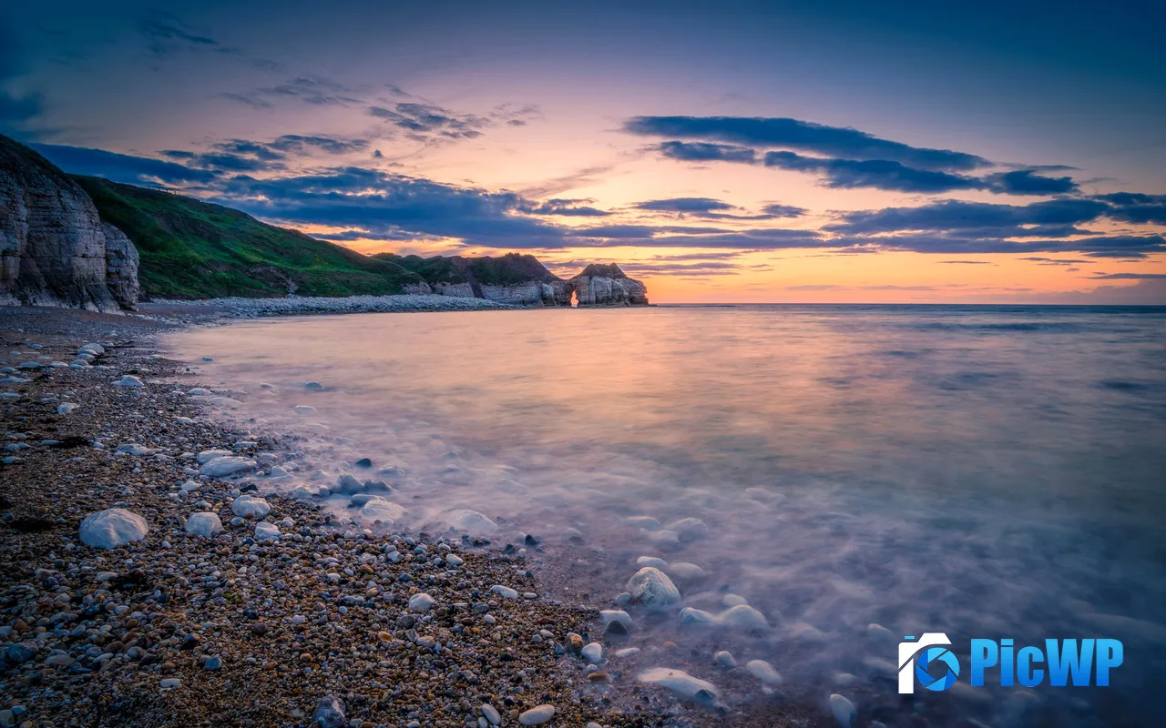 Coast Bempton Cliffs Sunset Bridlington UK 5K PC Wallpaper