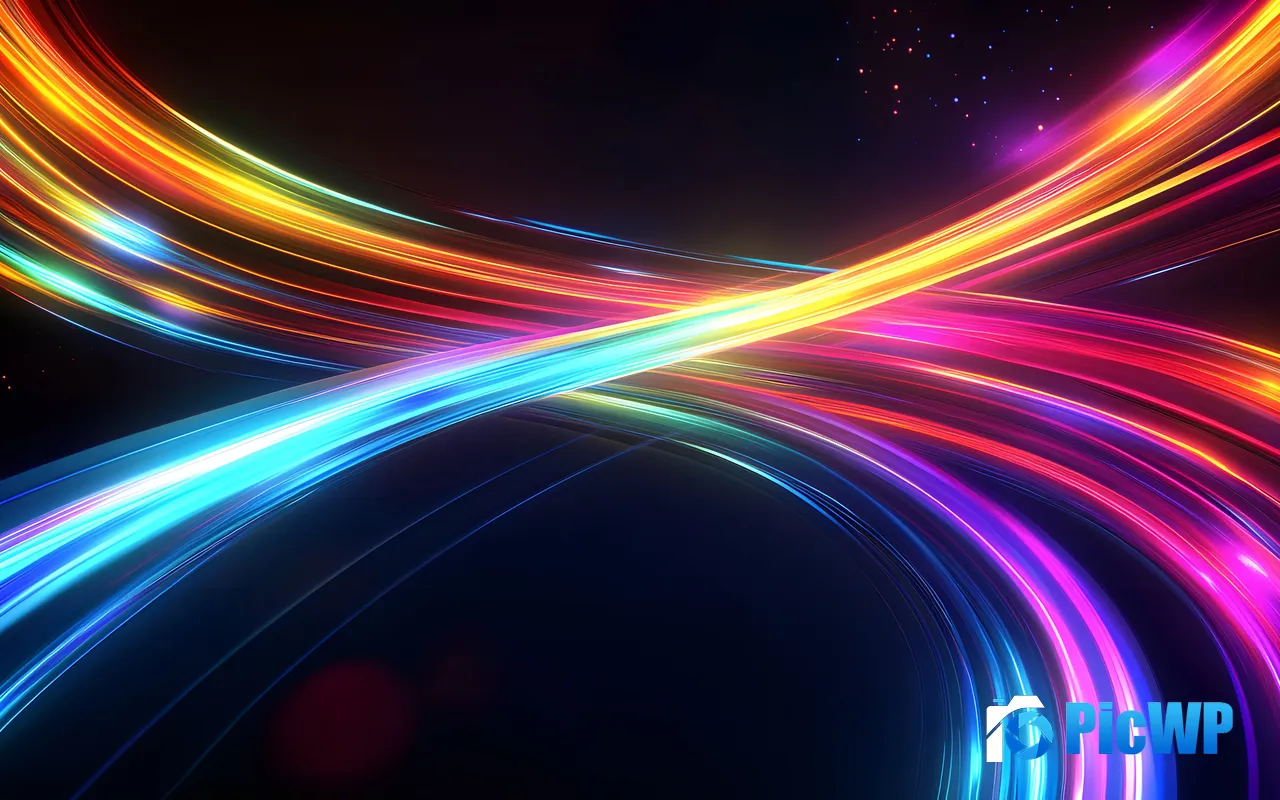 Neon Glare Dynamic Mingle Colorful Curve Abstract 5K PC Wallpaper