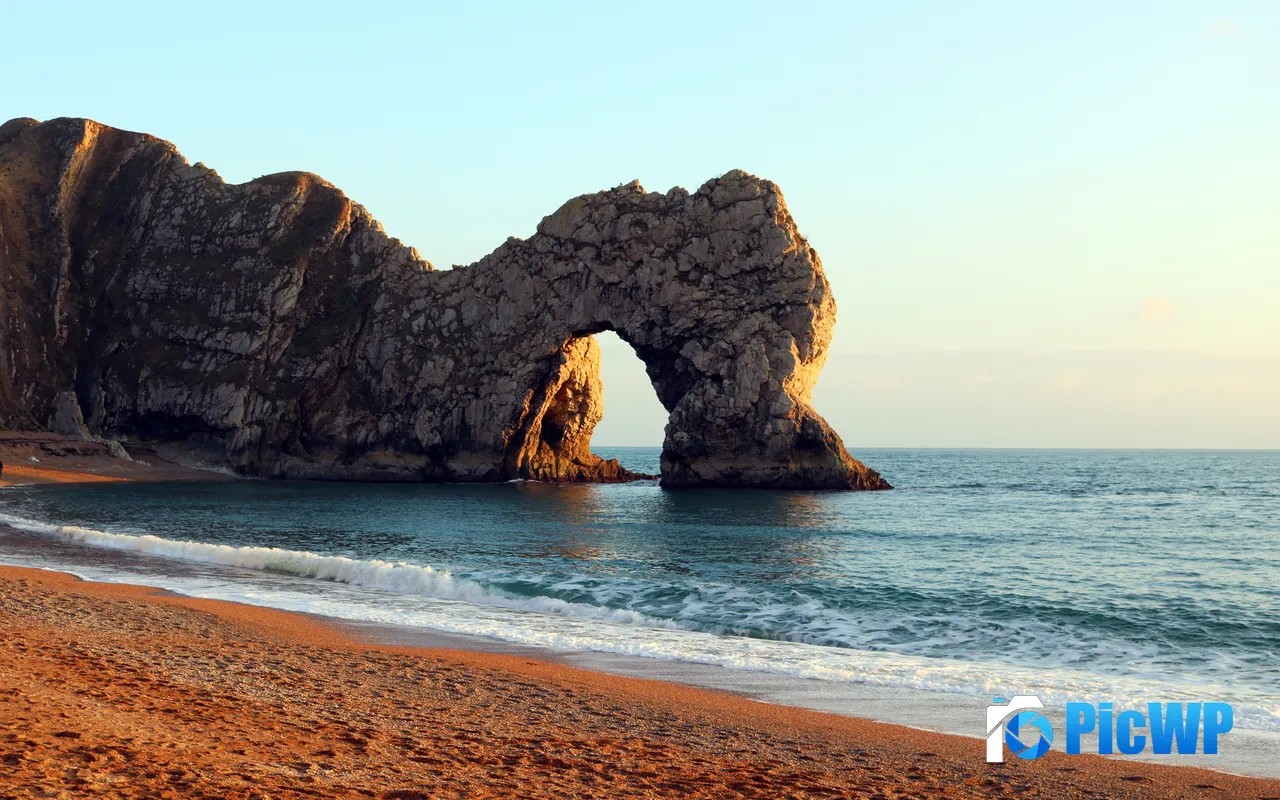 Beach Sunset Durdle Door Wareham United Kingdom 5K PC Wallpaper