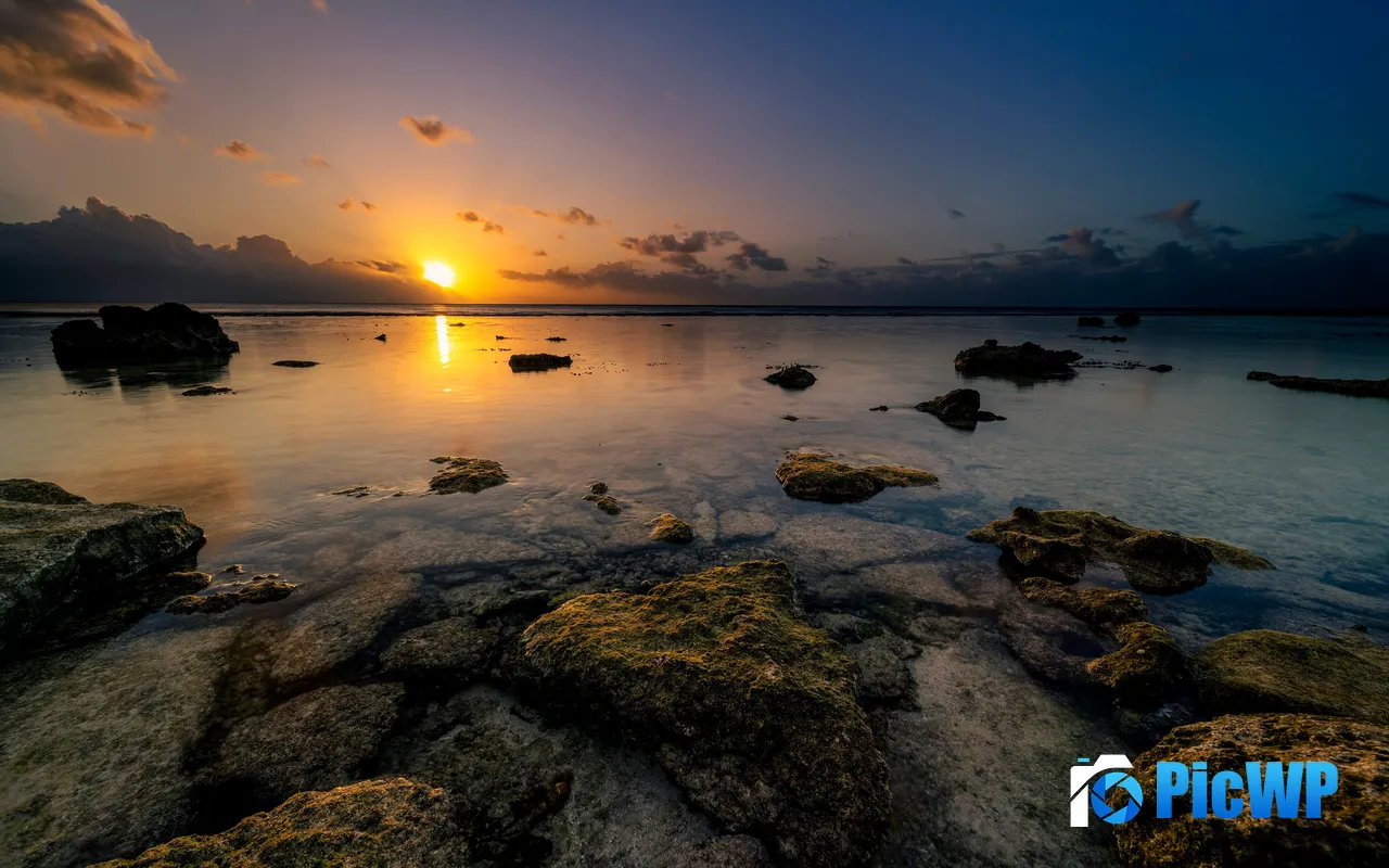 Coast Reef Dusk Horizn Huahine French Polynesia 5K PC Wallpaper