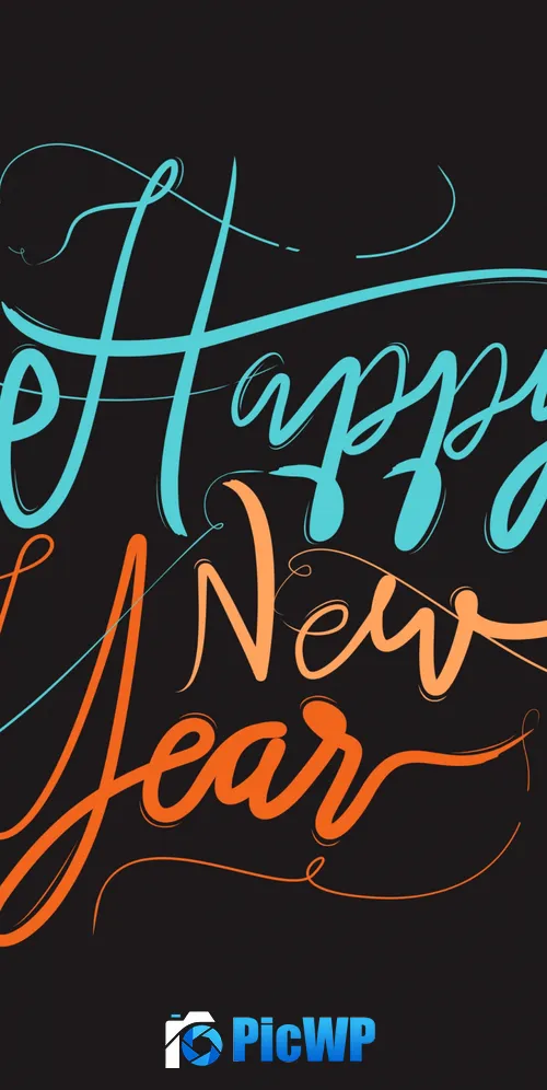 Happy New Year Text 3K Mobile Wallpaper