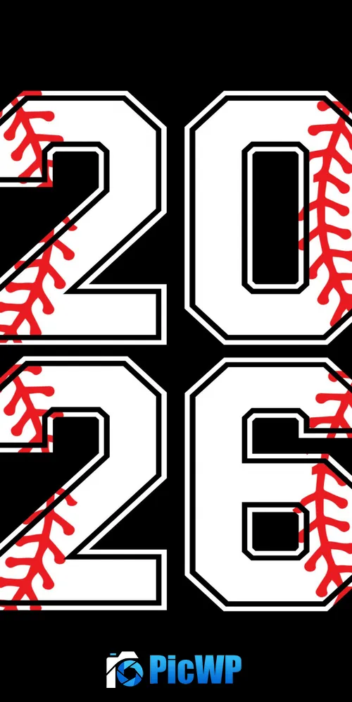 2026 New Year Baseball 3K Mobile Wallpaper