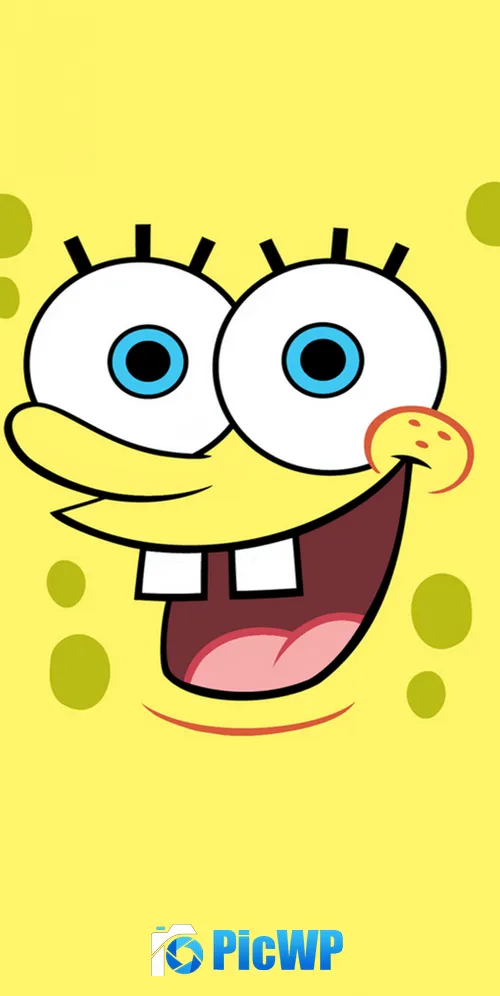 SpongeBob smiley face Minimalist 3K Mobile Wallpaper