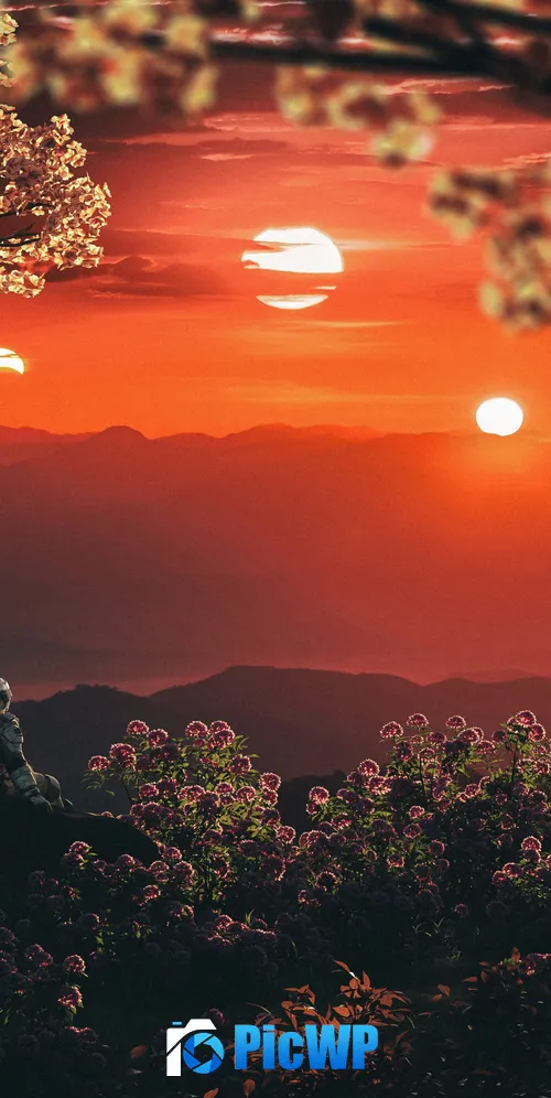 Astronaut Sunset 3K Mobile Wallpaper