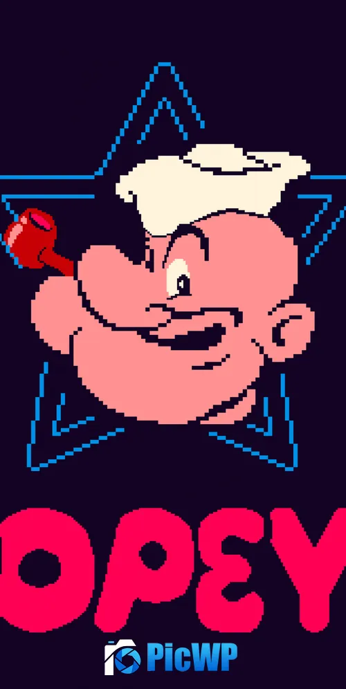 Popeye Pixel art 3K Mobile Wallpaper
