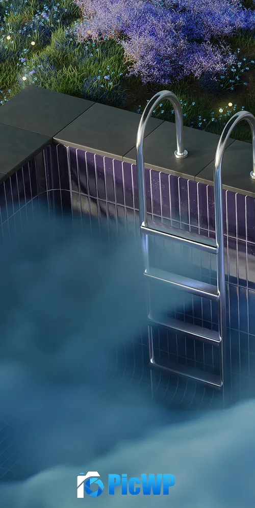 Misty Swimming Pool 3K Mobile Wallpaper