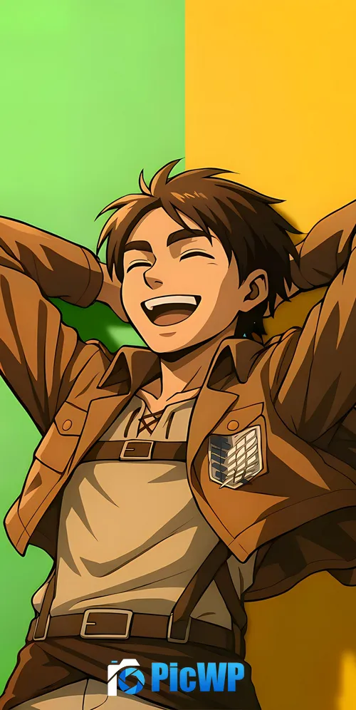 Eren Yeager Laughing 3K Mobile Wallpaper