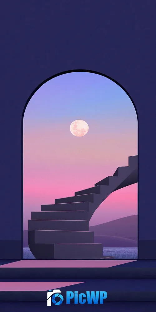Moon Staircase 3K Mobile Wallpaper