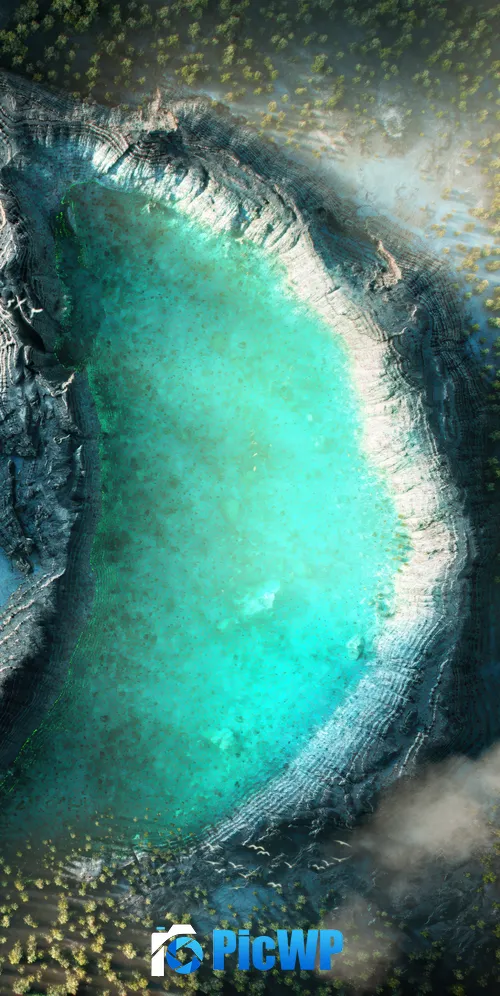Mountain lake Crater 3K Mobile Wallpaper