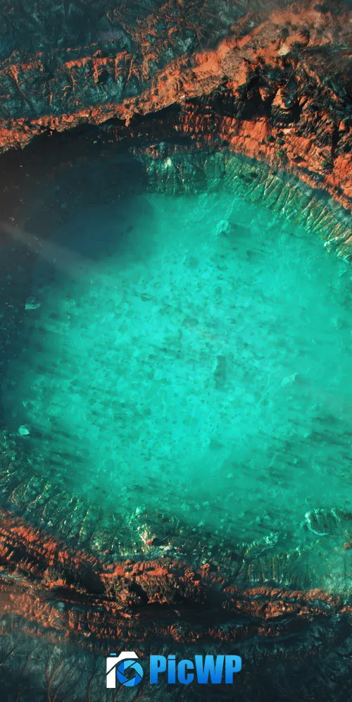 Turquoise water Crater 3K Mobile Wallpaper