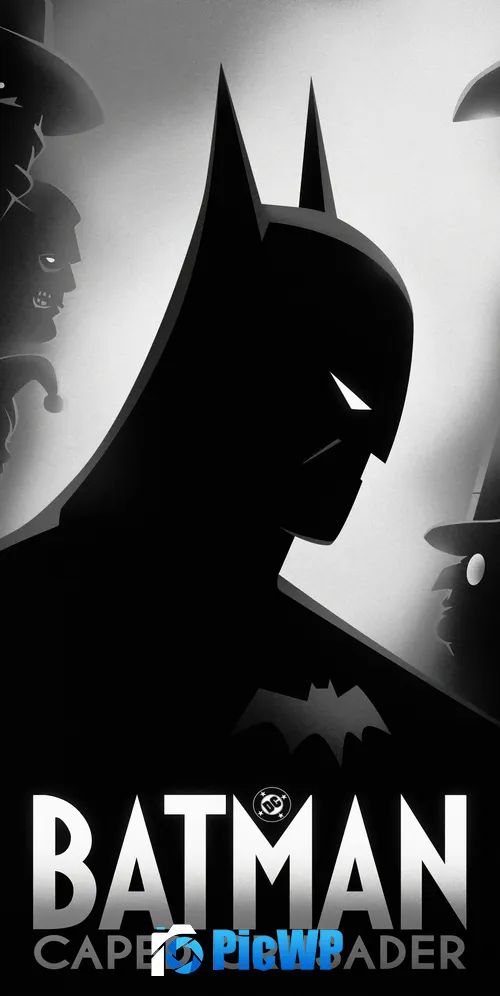 Batman: Caped Crusader Black and White 3K Mobile Wallpaper