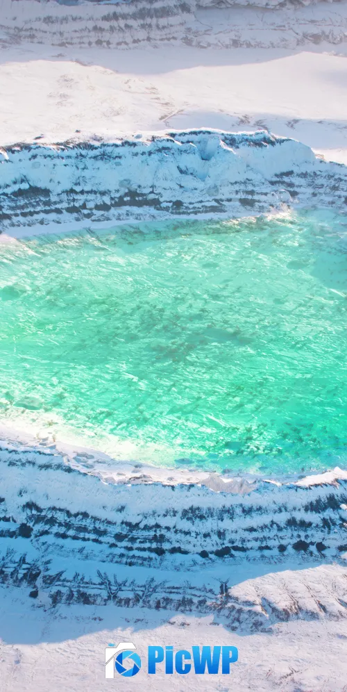 Snowy Crater Lake 3K Mobile Wallpaper