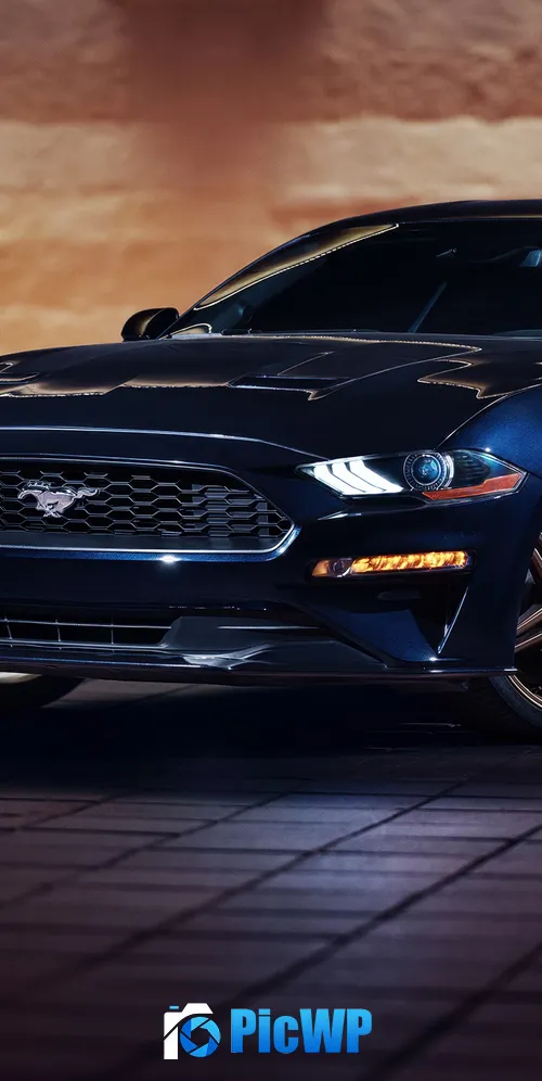 Ford Mustang GT Dark blue 3K Mobile Wallpaper