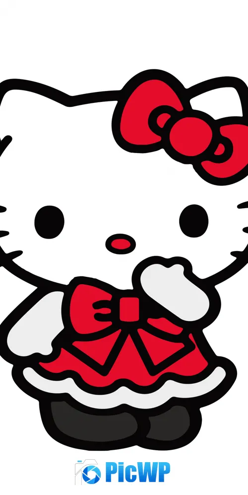 Hello Kitty Red dress 3K Mobile Wallpaper