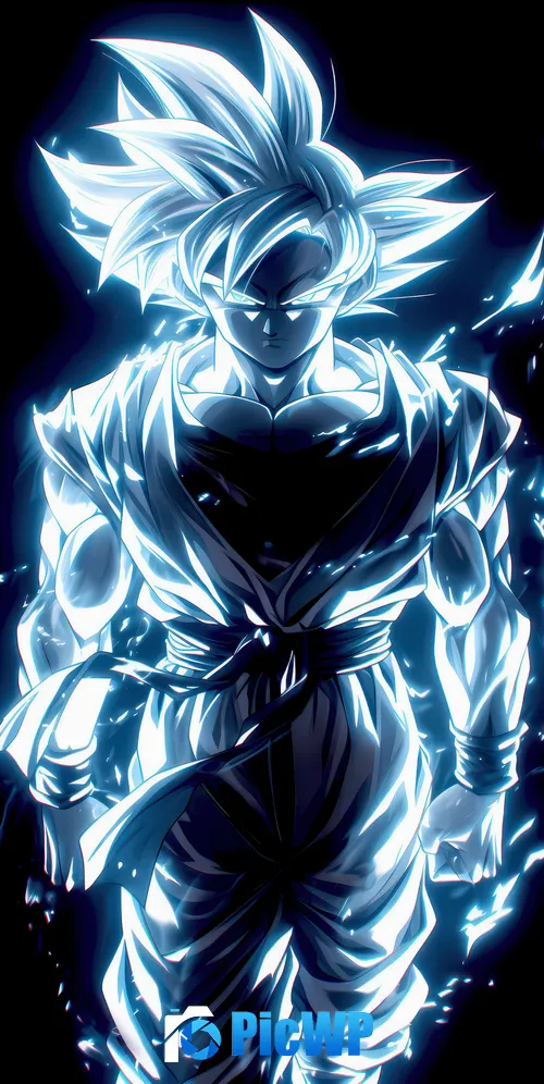 Goku Ultra Instinct Neon art 3K Mobile Wallpaper
