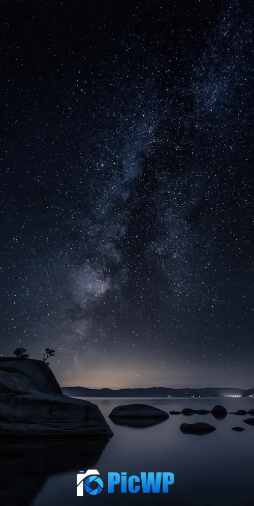 Bonsai Rock Milky Way 3K Mobile Wallpaper