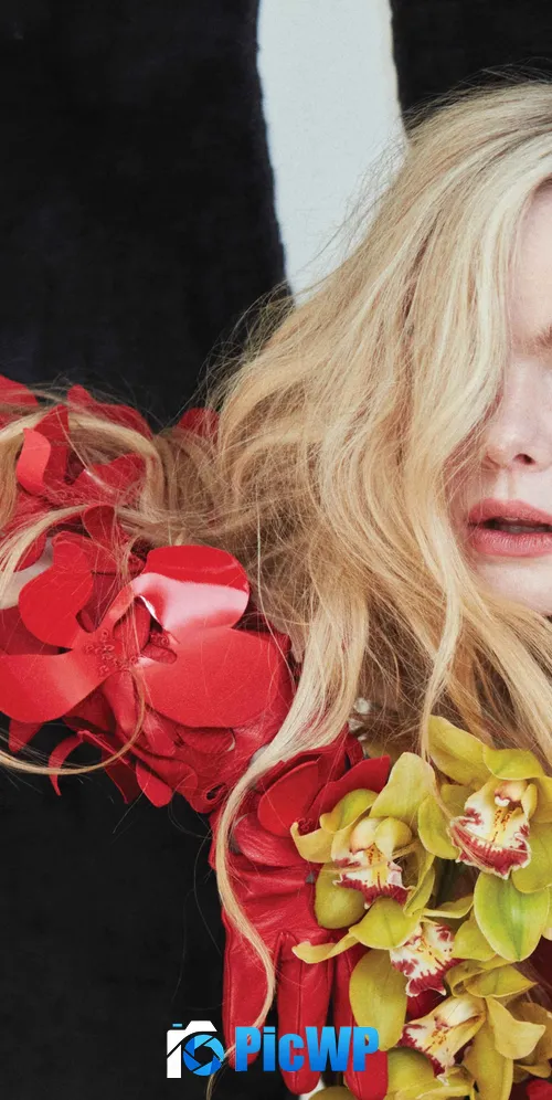 Elle Fanning Floral dress 3K Mobile Wallpaper