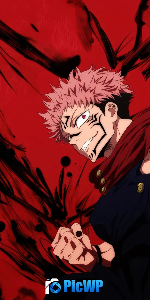 Sukuna Red background 3K Mobile Wallpaper