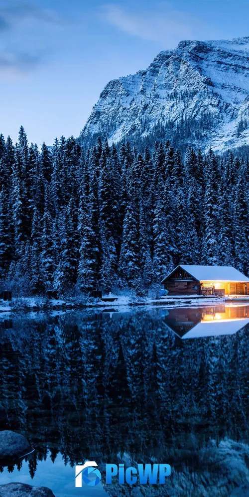 Lake Louise Winter forest 3K Mobile Wallpaper