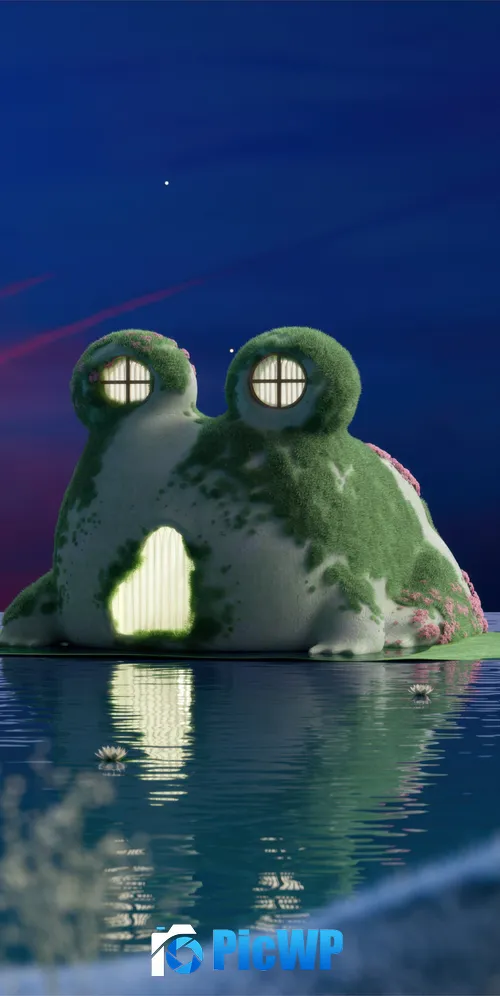 Frog house Aesthetic 3K Mobile Wallpaper