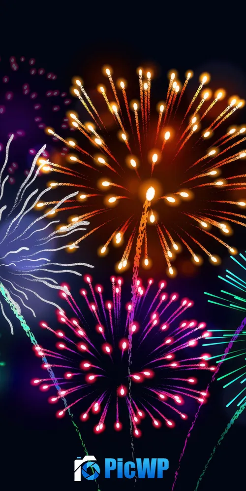 Colorful Fireworks 3K Mobile Wallpaper