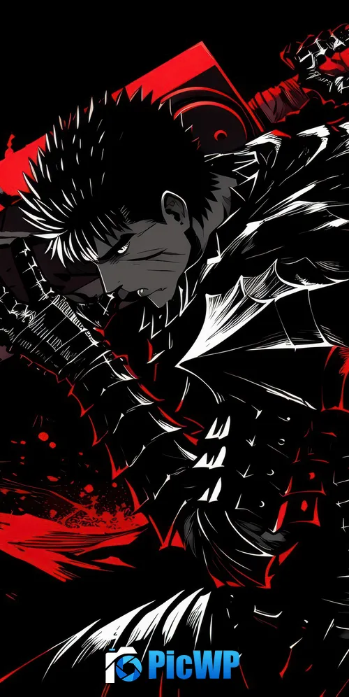 Guts (Berserk) Dark red 3K Mobile Wallpaper