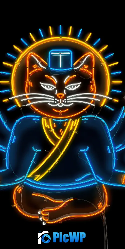 Sushi cat Neon sign 3K Mobile Wallpaper