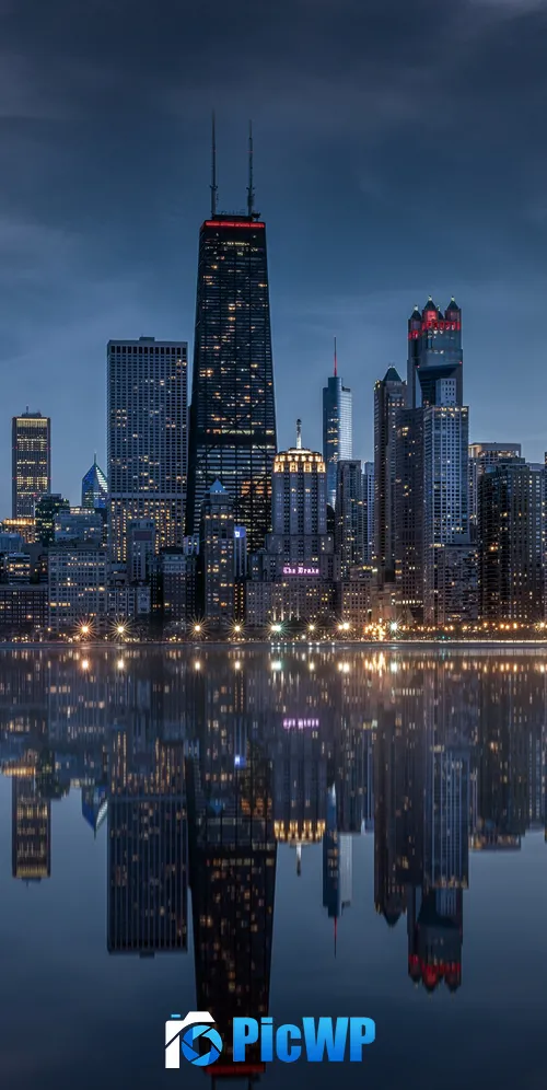 Chicago Night City 3K Mobile Wallpaper