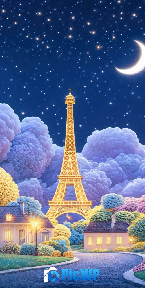Eiffel Tower Dreamy 3K Mobile Wallpaper