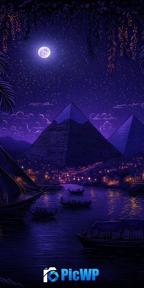 Egyptian Pyramids Purple aesthetic 3K Mobile Wallpaper