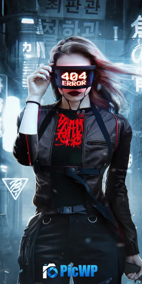 404 Error Cyberpunk girl 3K Mobile Wallpaper