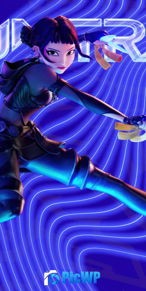 Zoey (Huntrix) Blue aesthetic 3K Mobile Wallpaper