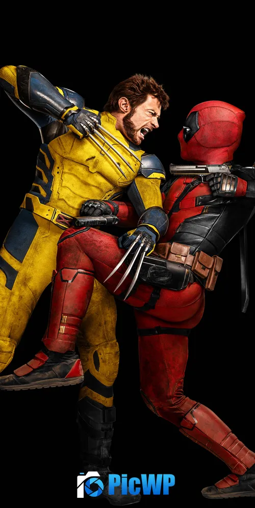 Deadpool & Wolverine Black background 3K Mobile Wallpaper