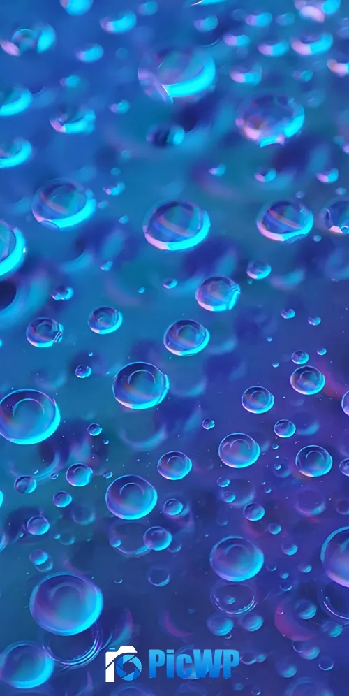 Water droplets Blue aesthetic 3K Mobile Wallpaper