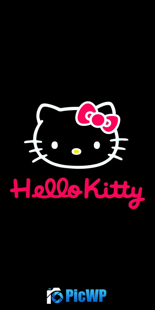 Hello Kitty Black background 3K Mobile Wallpaper