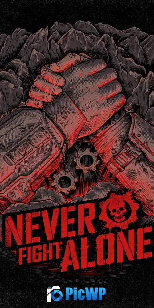 Gears of War Never Fight Alone 3K Mobile Wallpaper