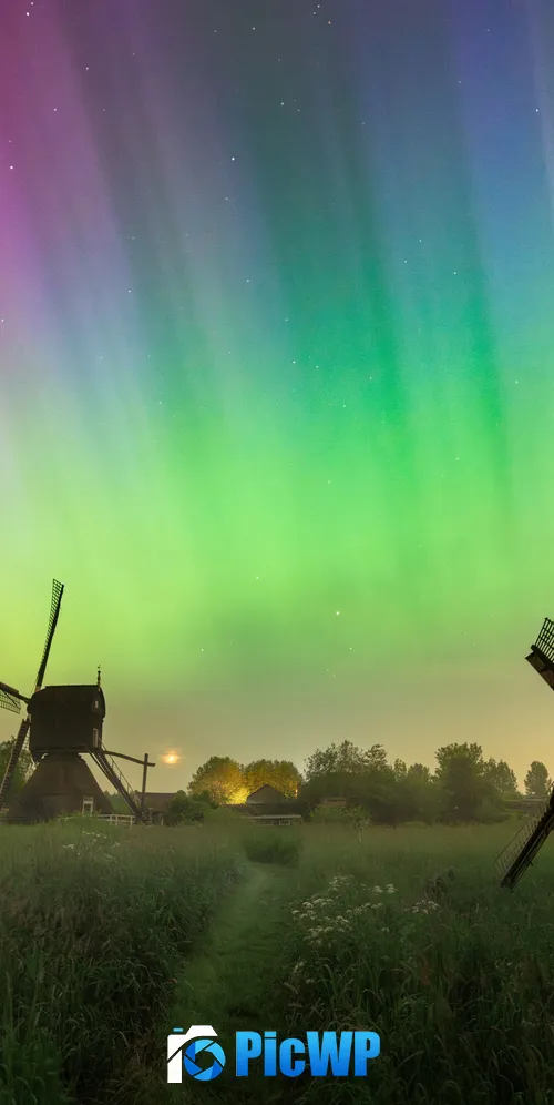 Aurora Borealis Countryside 3K Mobile Wallpaper