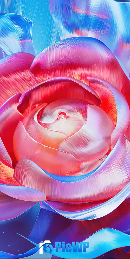 Digital flower Blue aesthetic 3K Mobile Wallpaper