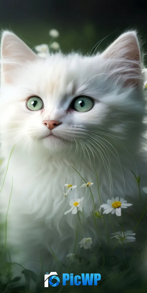 White fur Kitten 3K Mobile Wallpaper