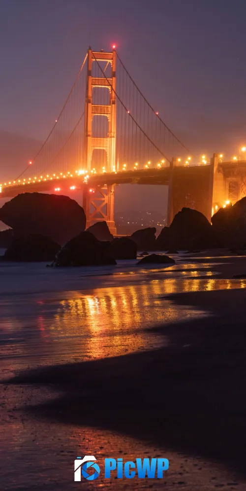 Golden Gate Bridge Illuminated 3K Mobile Wallpaper