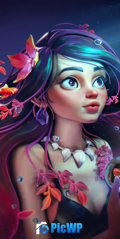 Mermaid Fantasy artwork 3K Mobile Wallpaper
