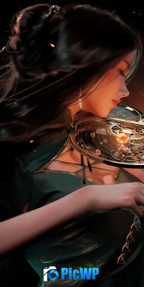 Fantasy girl Playing violin 3K Mobile Wallpaper