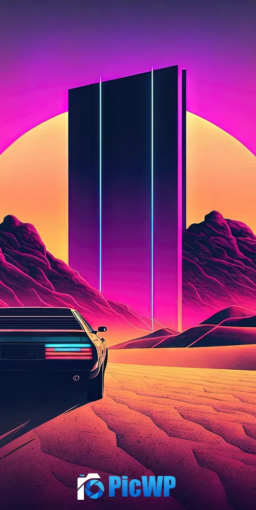 Outrun Monolith 3K Mobile Wallpaper
