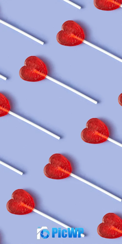 Heart shape Lollipop Candies 3K Mobile Wallpaper