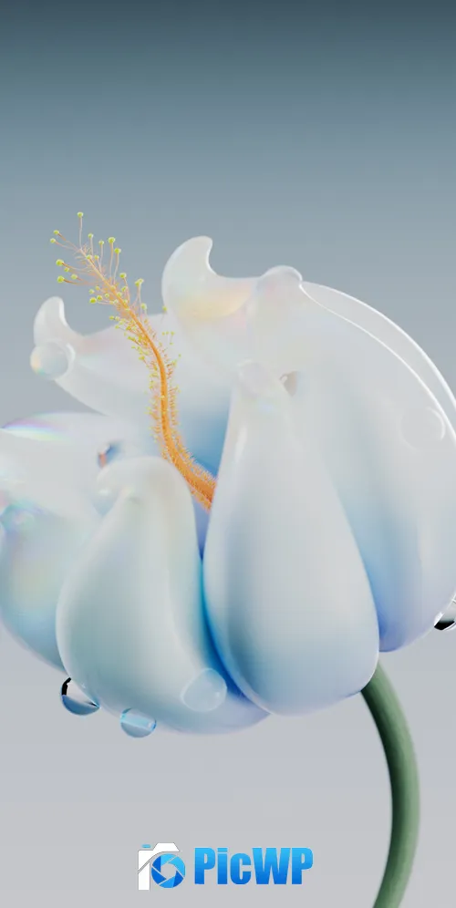 Blue flower Digital illustration 3K Mobile Wallpaper
